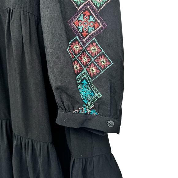 Desigual Calendula Balloon Sleeve V-Neck Tiered Mini Dress in Black Size S NWT - Picture 9 of 16